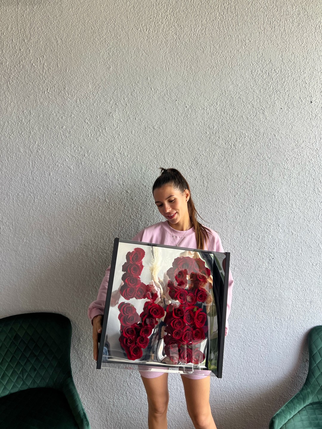 Love Black Box With Fresh Red Roses