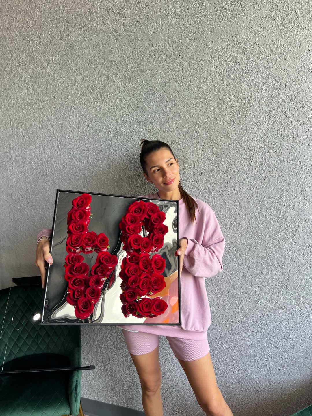 Love Black Box With Fresh Red Roses