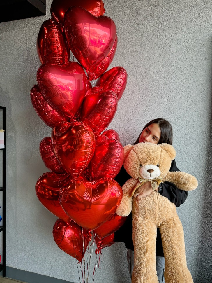 My Heart Is Yours Balloons and Teddy Bear Set