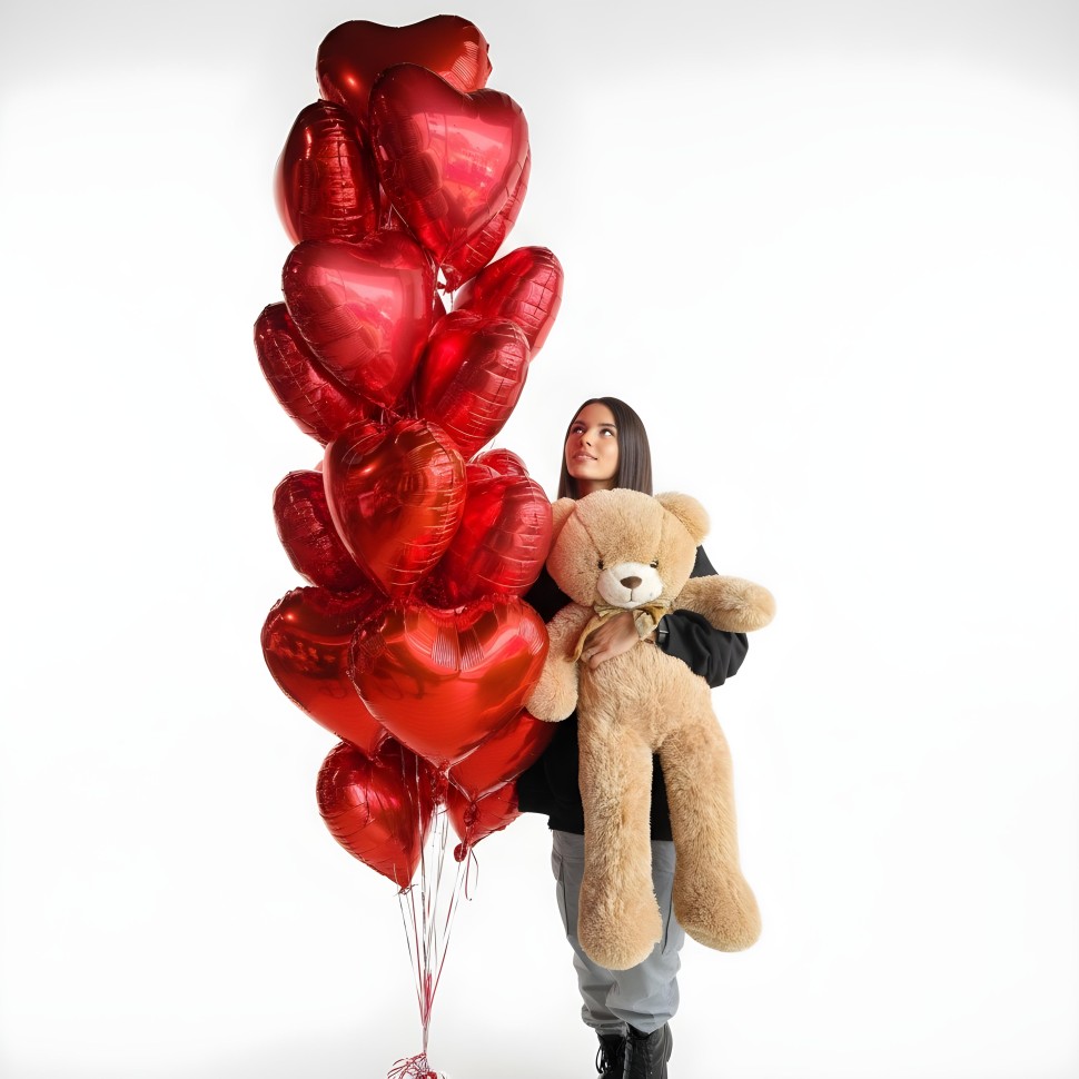 My Heart Is Yours Balloons and Teddy Bear Set