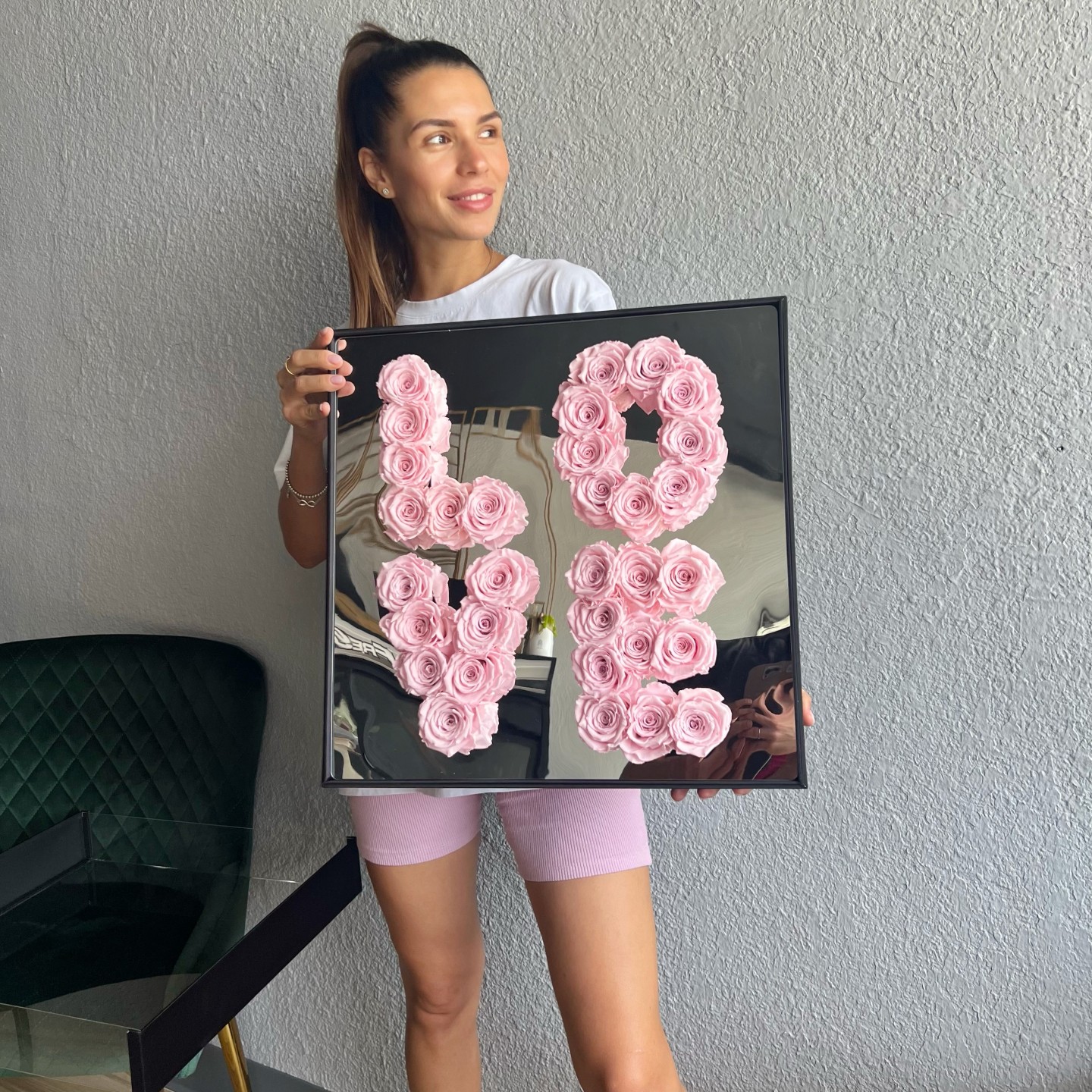 Love Pink Box With Preserved Pink Roses