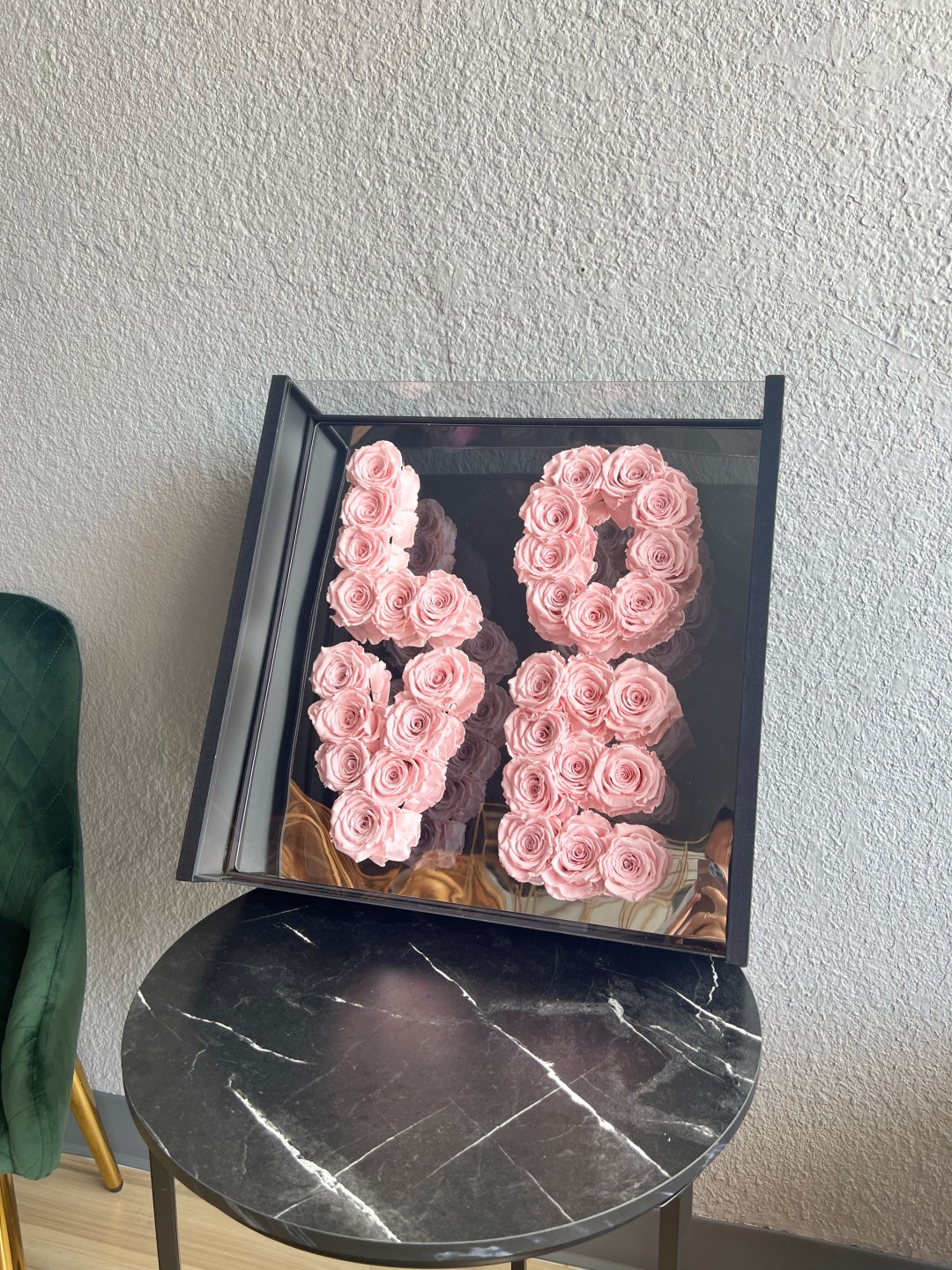 Love Pink Box With Preserved Pink Roses