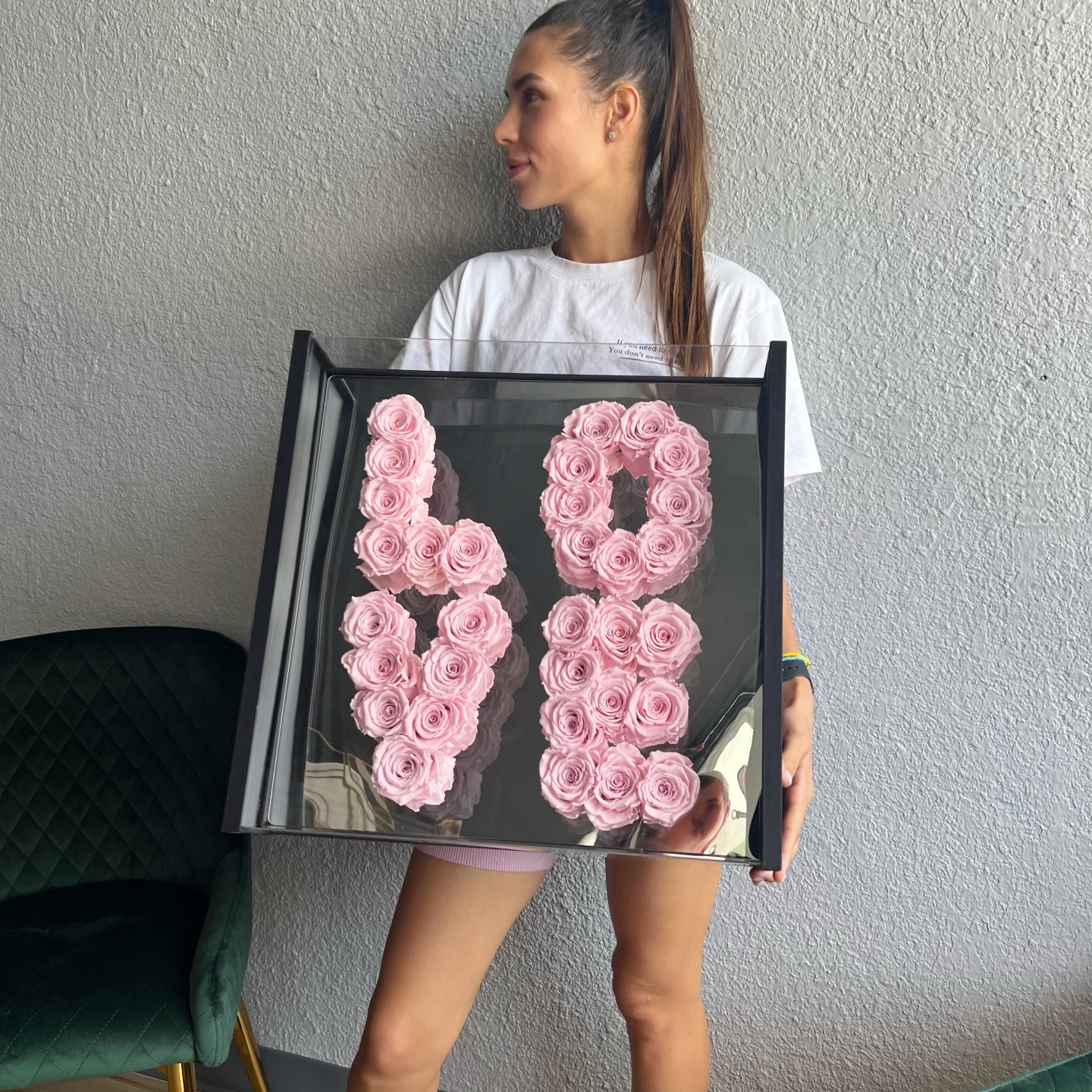 Love Pink Box With Preserved Pink Roses