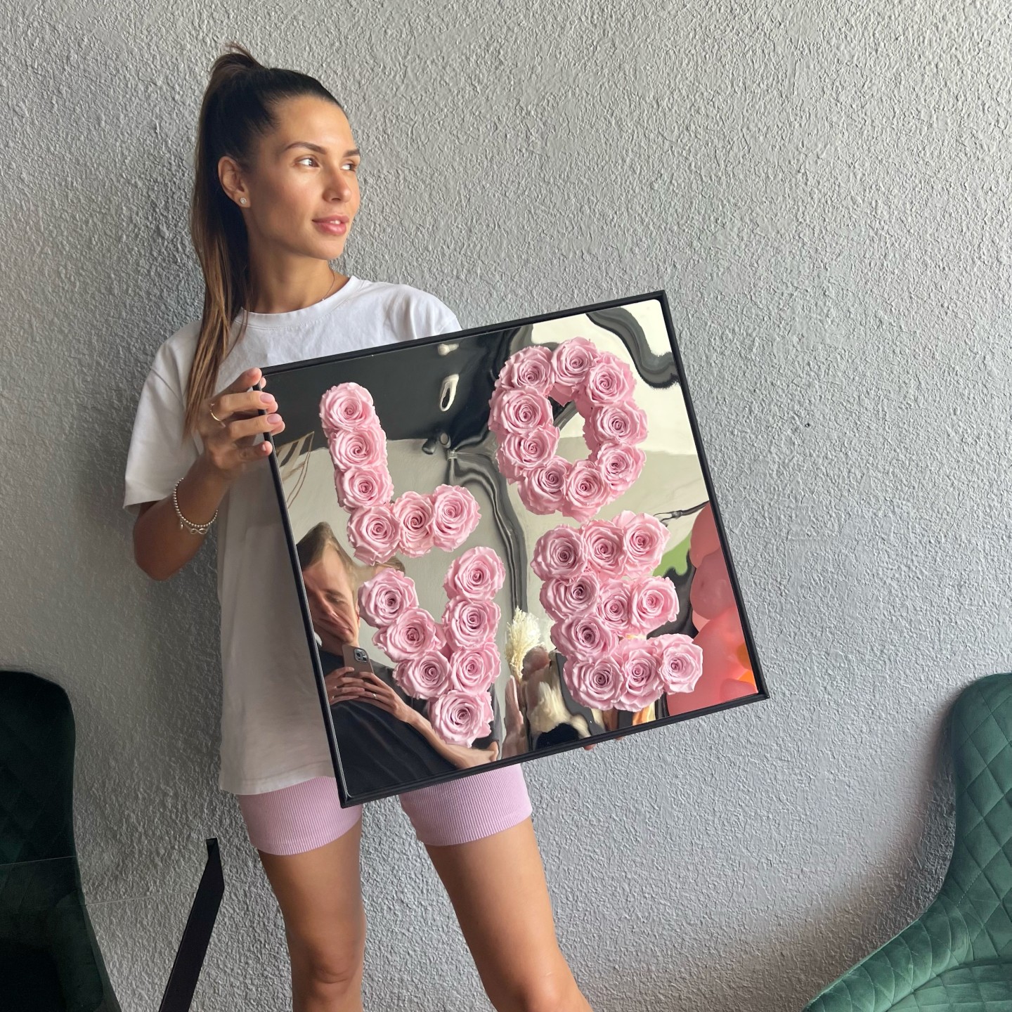 Love Pink Box With Preserved Pink Roses