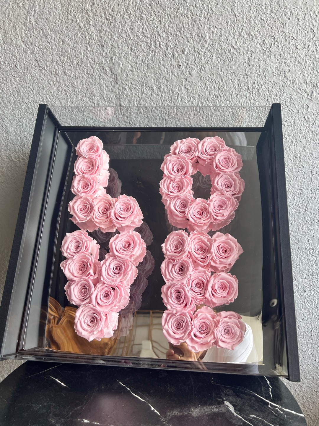 Love Pink Box With Preserved Pink Roses