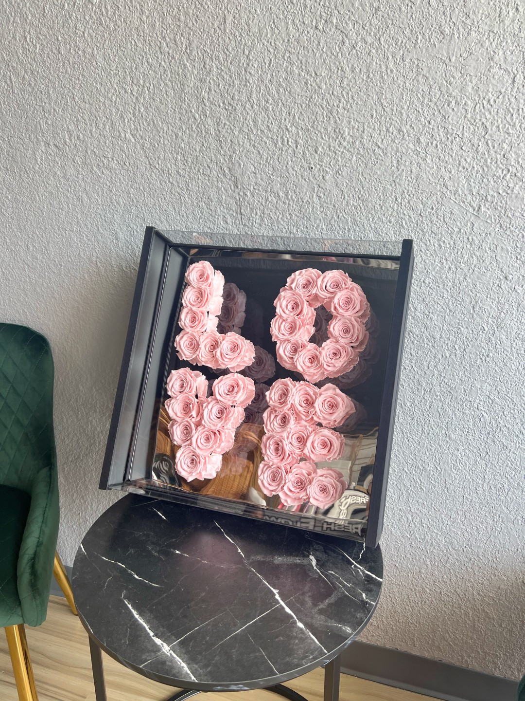 Love Pink Box With Preserved Pink Roses