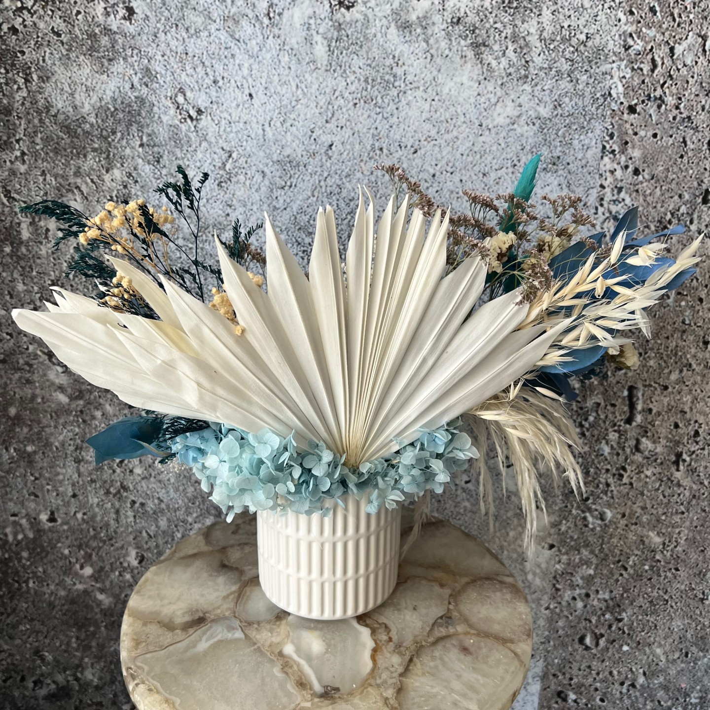 AVA collection Preserved peonies in white ceramic vase