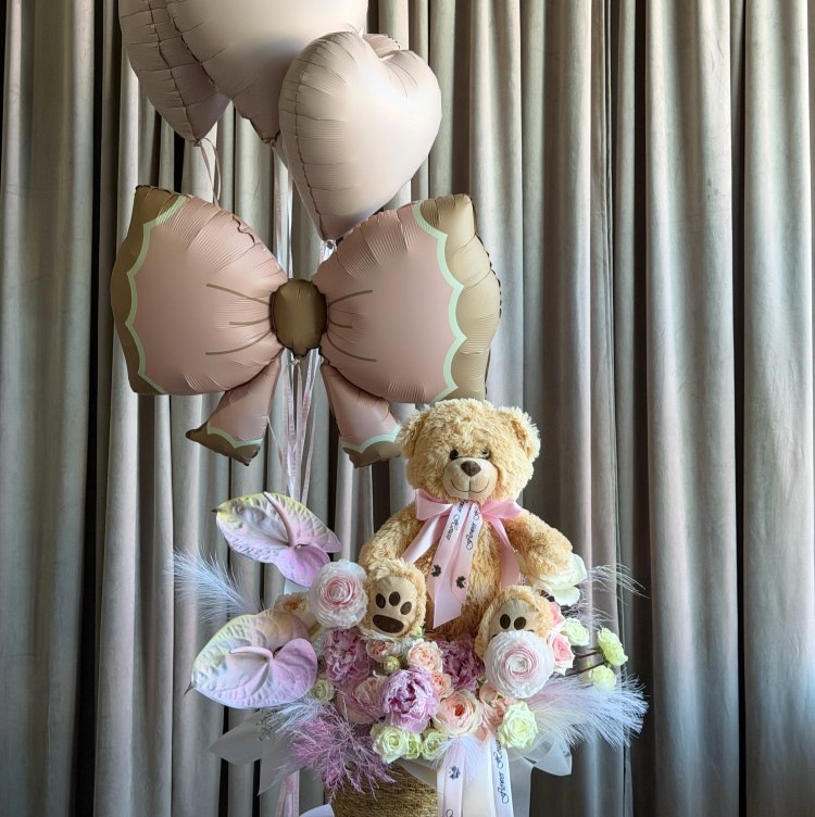 Blush&Bow Ultimate Gift Set | Flowers, Teddy Bear&Balloons