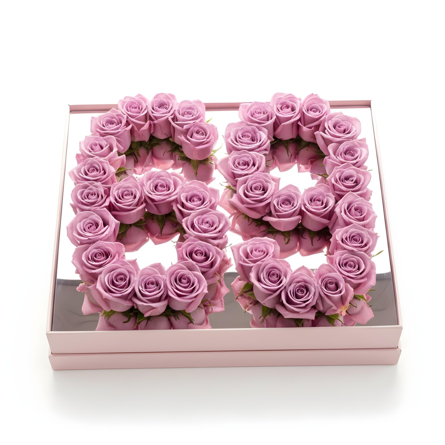 Love Pink Box With Fresh Purple Roses