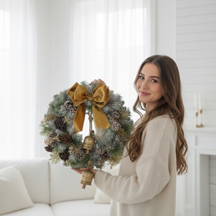 Christmas wreath with preserved flowers Christmas wreath with preserved flowers