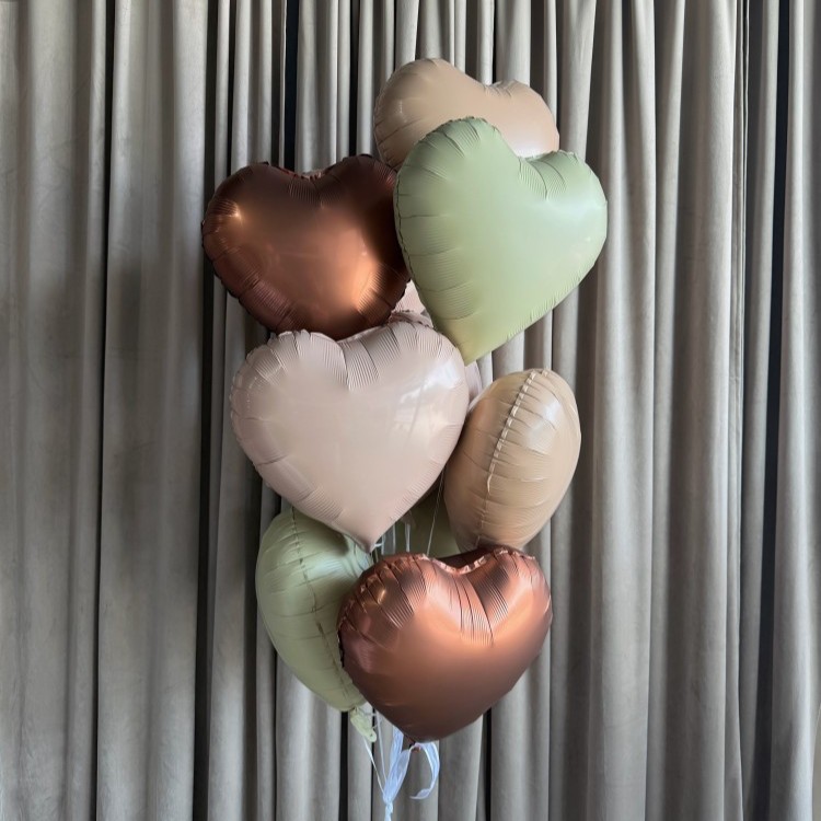 Sage & Mocha Heart Balloon Bouquet