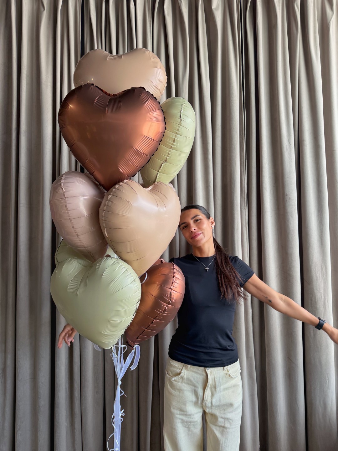 Sage & Mocha Heart Balloon Bouquet Sage & Mocha Heart Balloon Bouquet