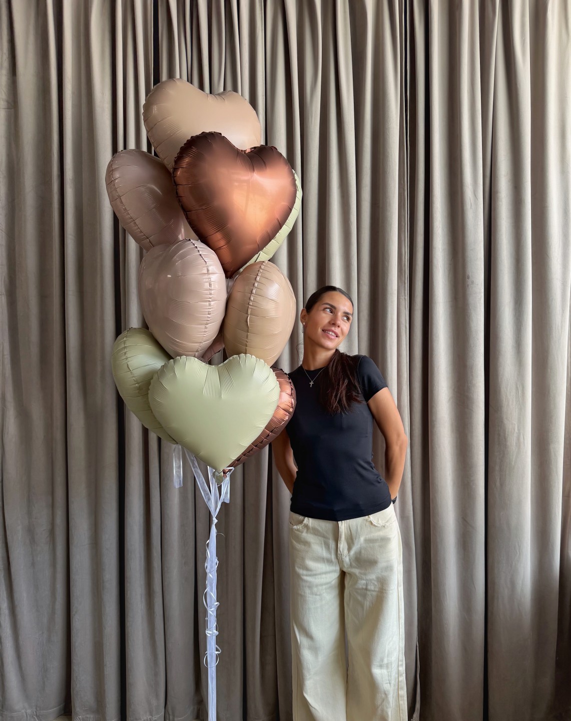 Sage & Mocha Heart Balloon Bouquet Sage & Mocha Heart Balloon Bouquet