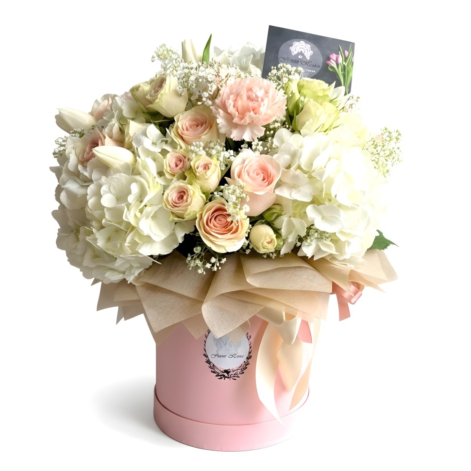 Callie Fresh Flower Box (Roses, Spray Roses, Hydrangeas, Tulips,