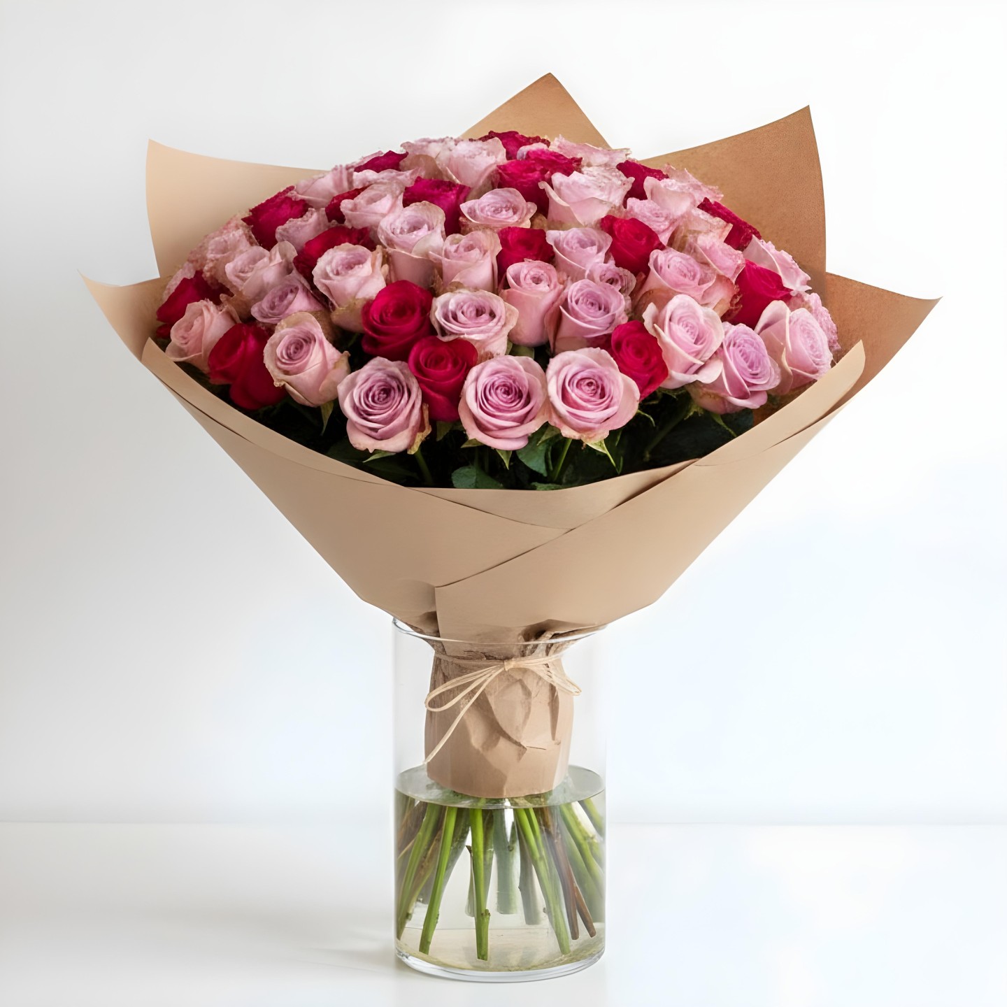 150 Assorted Pinky Roses Hand Tied Flower Bouquet 150 Assorted Pinky Roses Hand Tied Flower Bouquet