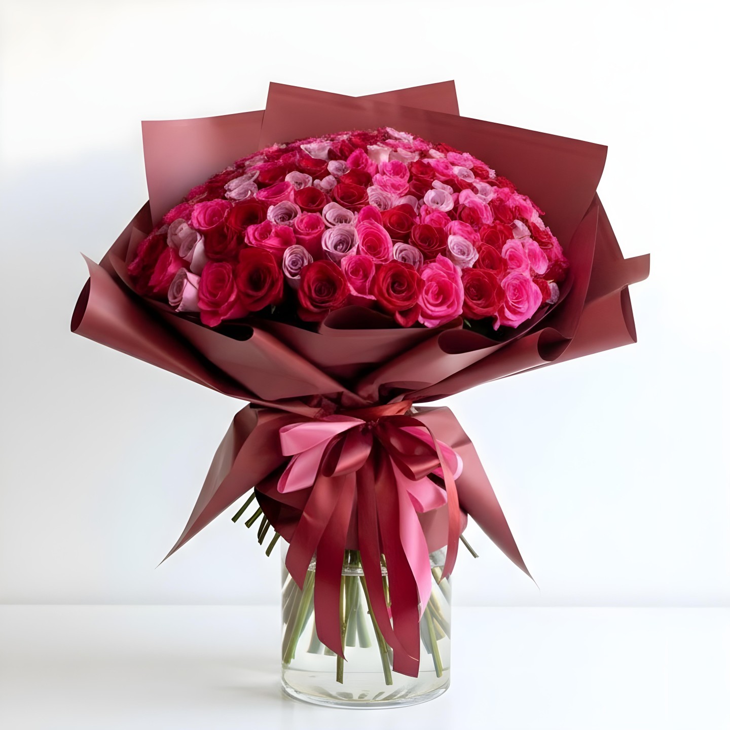 150 Assorted Pinky Roses Hand Tied Flower Bouquet 150 Assorted Pinky Roses Hand Tied Flower Bouquet