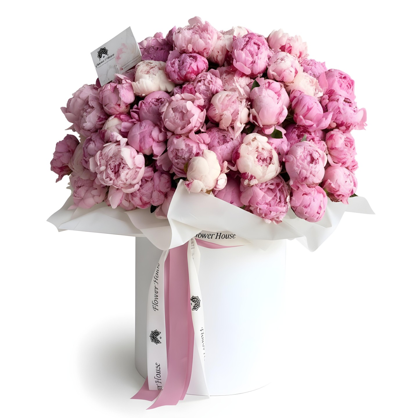 Love Flower Box: 100 Light Pink Peonies
