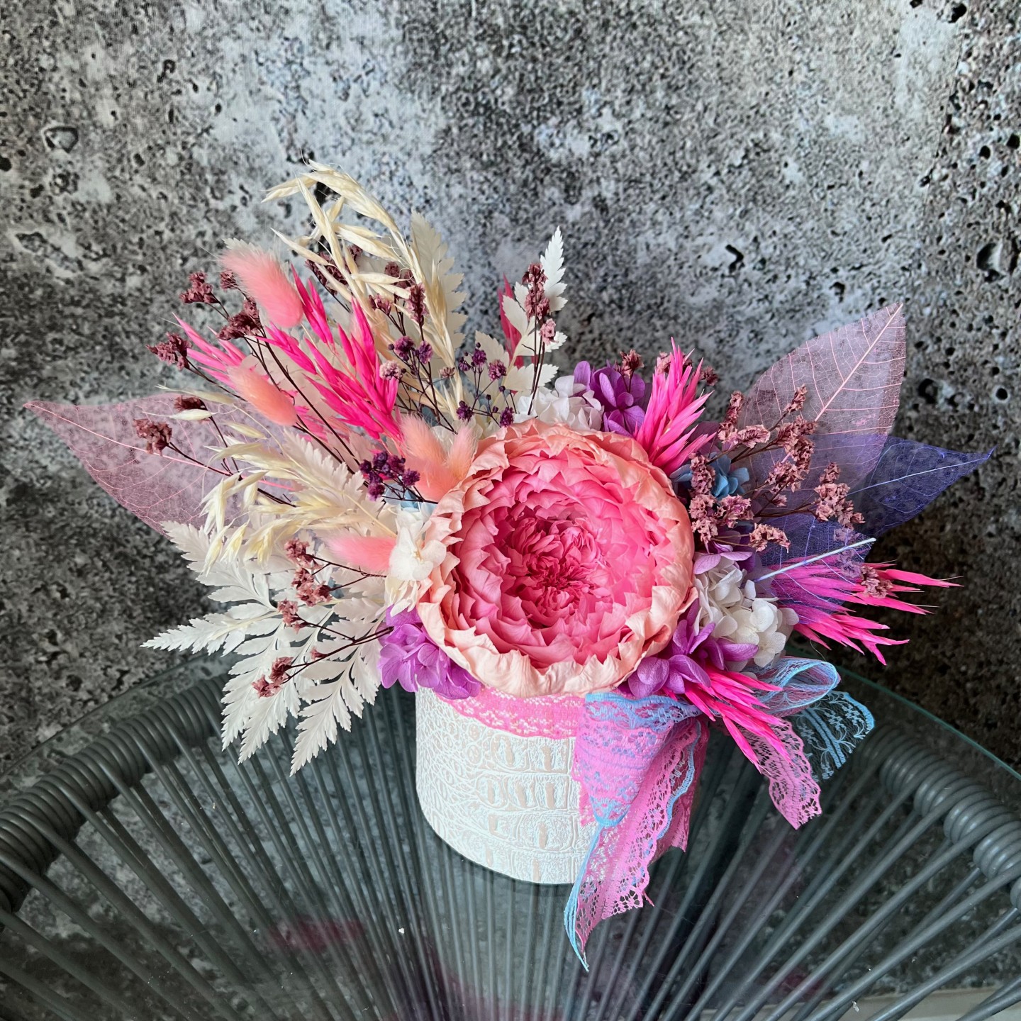 MIA Collection Bright Pink Preserved peony box