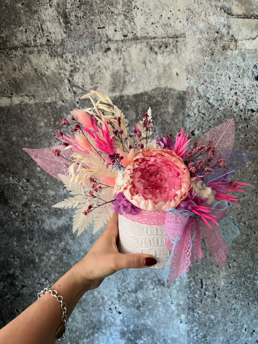 MIA Collection Bright Pink Preserved peony box