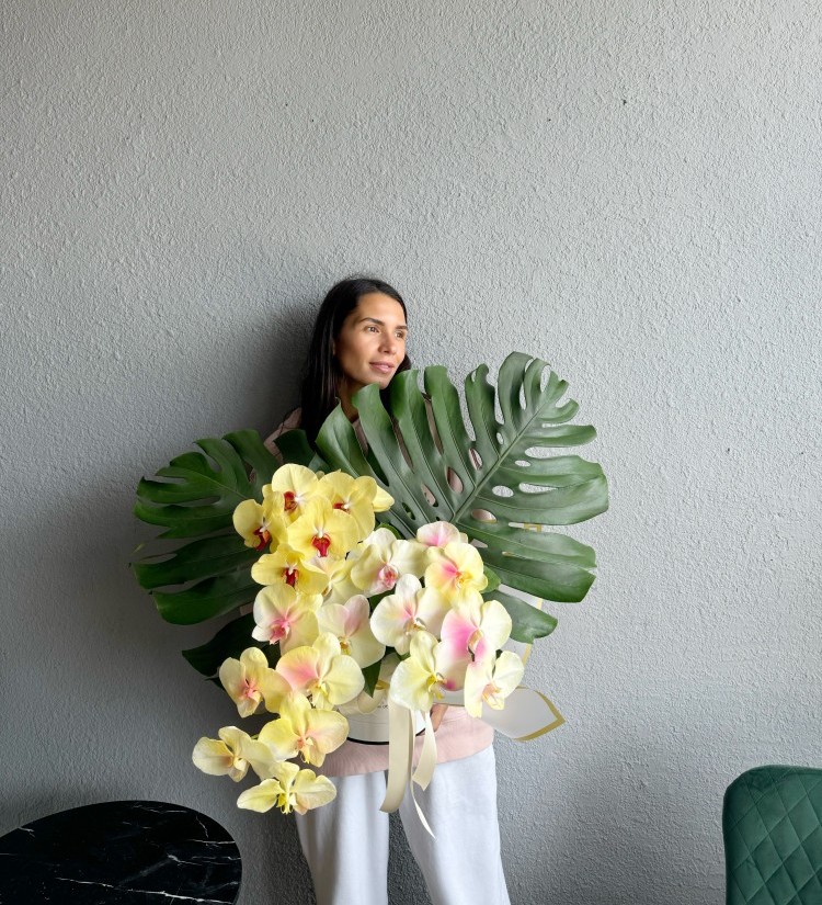 Yellow Orchid Love Flower Box