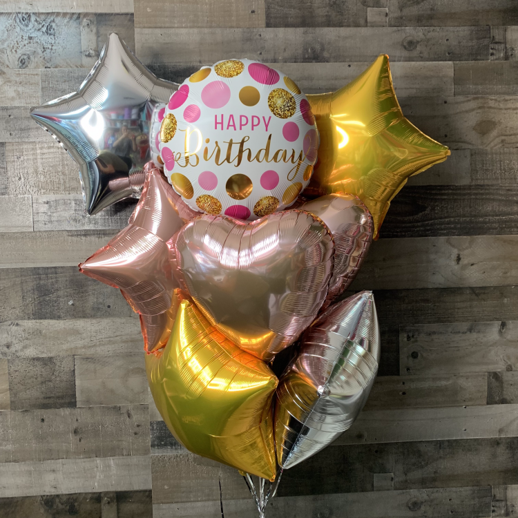 "Happy birthday " Pink And Gold Balloon Bouquet