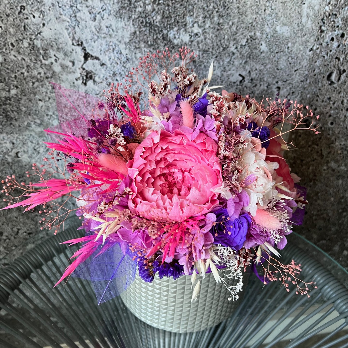 MIA Collection Bright Peonies in Silver box