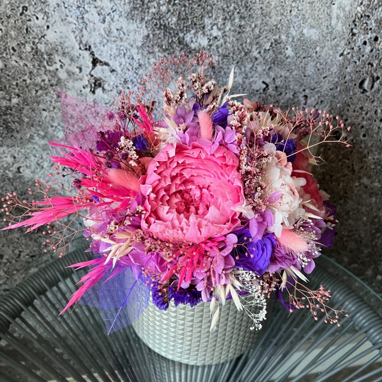 MIA Collection Bright Peonies in Silver box