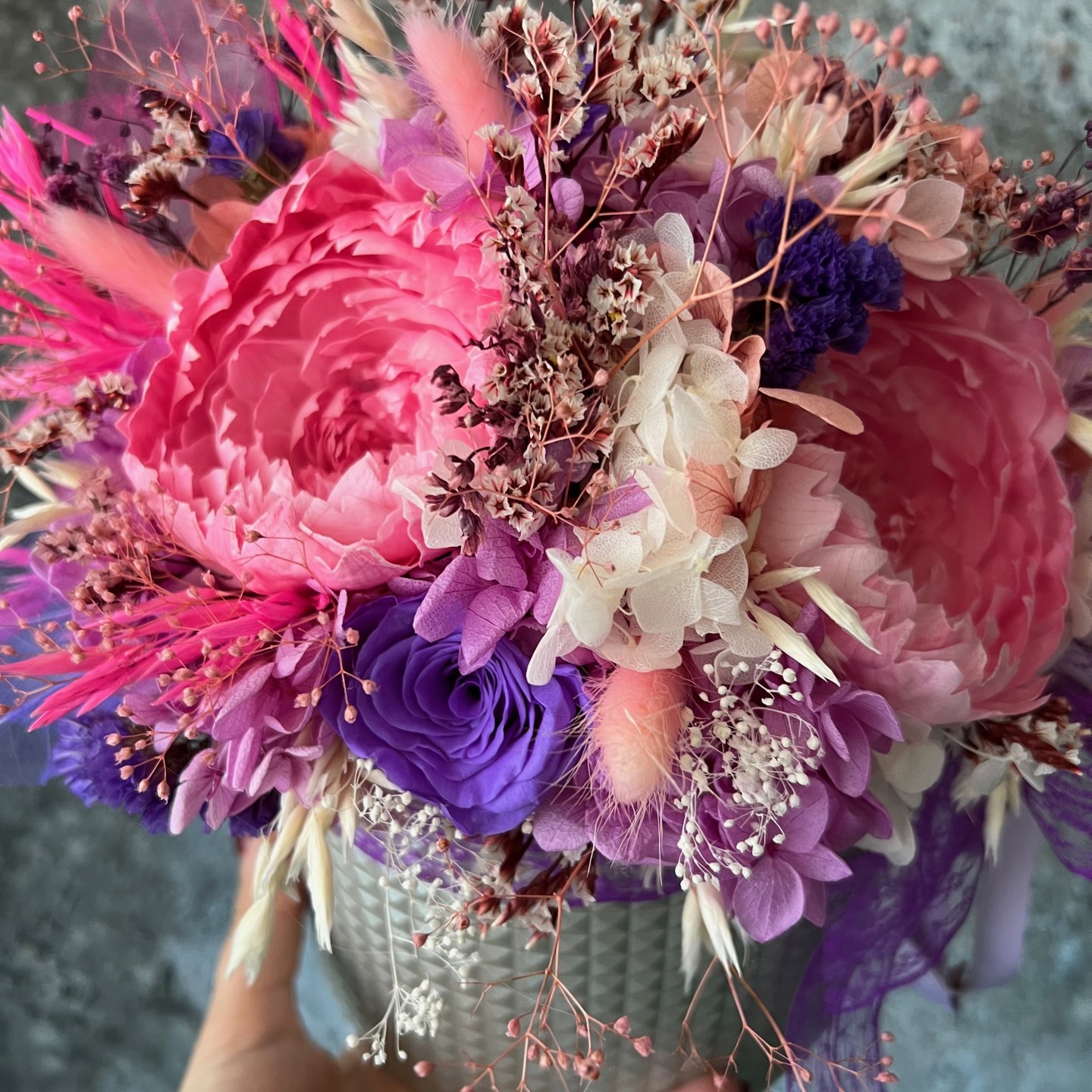 MIA Collection Bright Peonies in Silver box