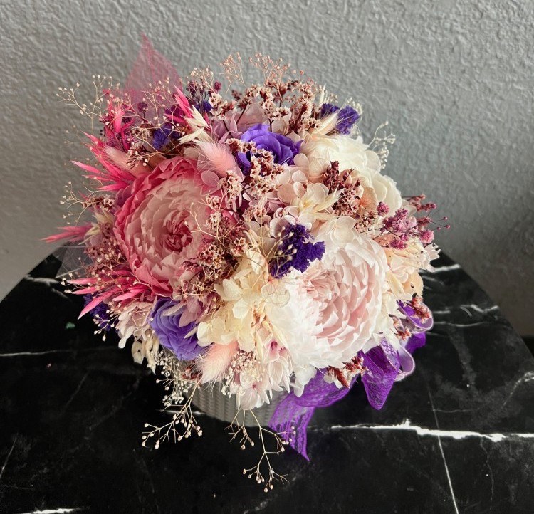 MIA Collection Bright Peonies in Silver box