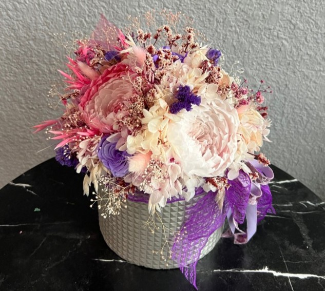 MIA Collection Bright Peonies in Silver box