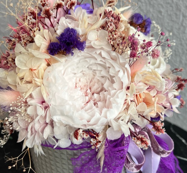 MIA Collection Bright Peonies in Silver box