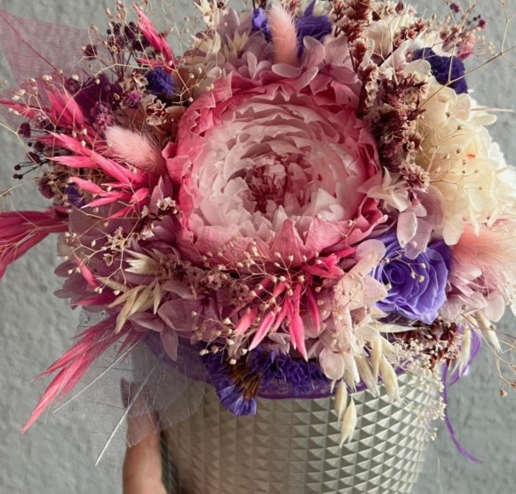 MIA Collection Bright Peonies in Silver box