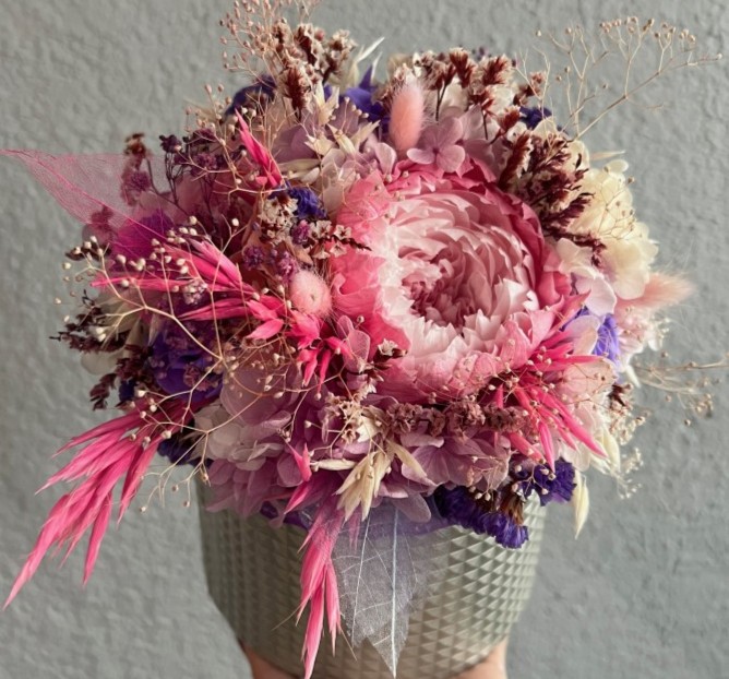 MIA Collection Bright Peonies in Silver box