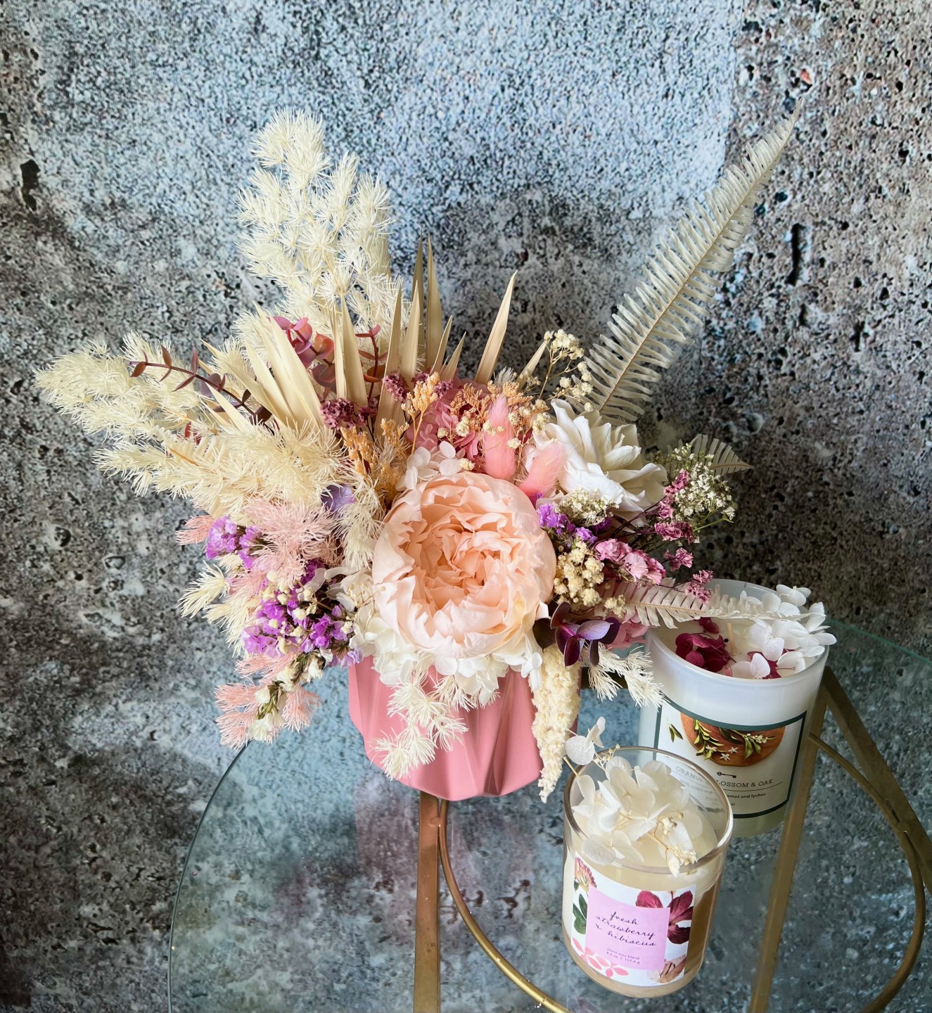 MICHELLE Collection Preserved Peony Pink Vase