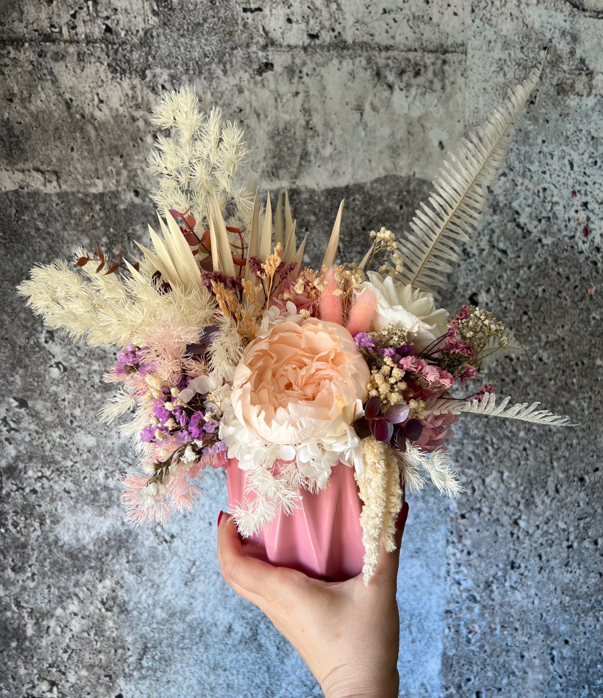 MICHELLE Collection Preserved Peony Pink Vase