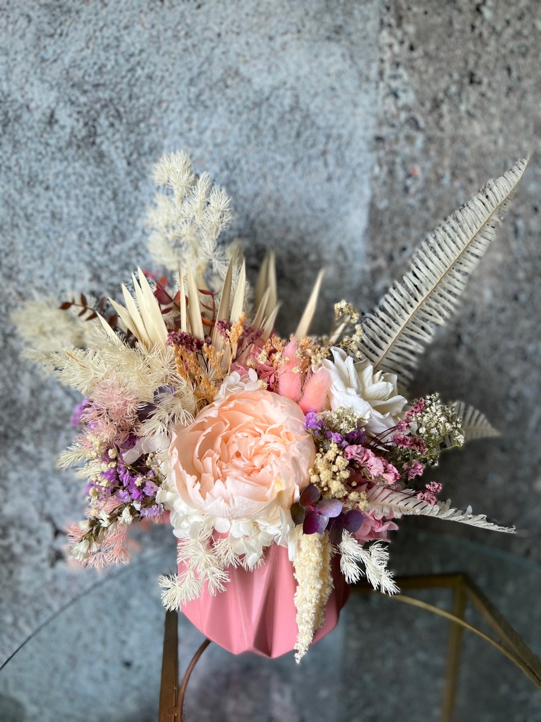 MICHELLE Collection Preserved Peony Pink Vase