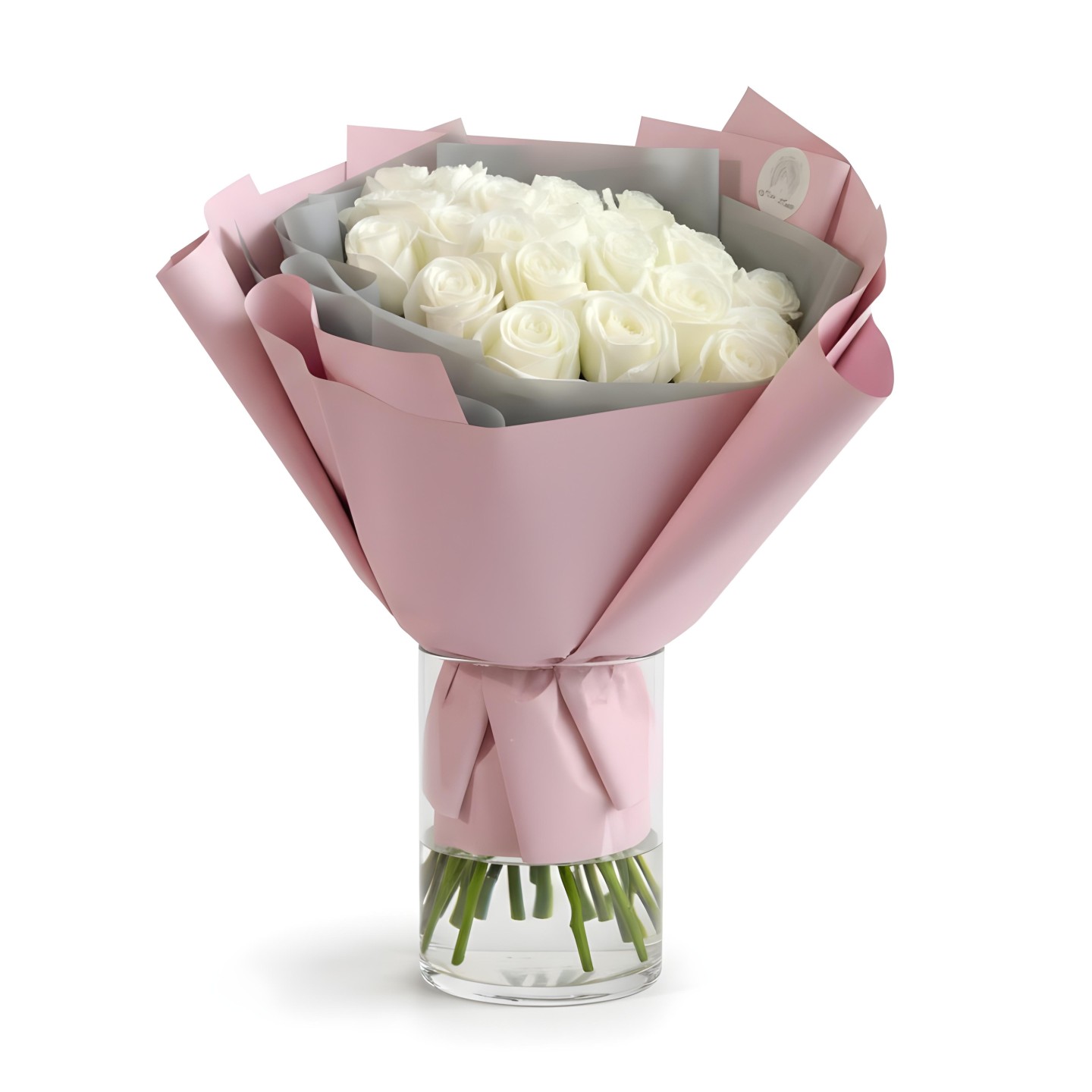 25 Fresh White Nova Roses Hand-Tied Bouquet