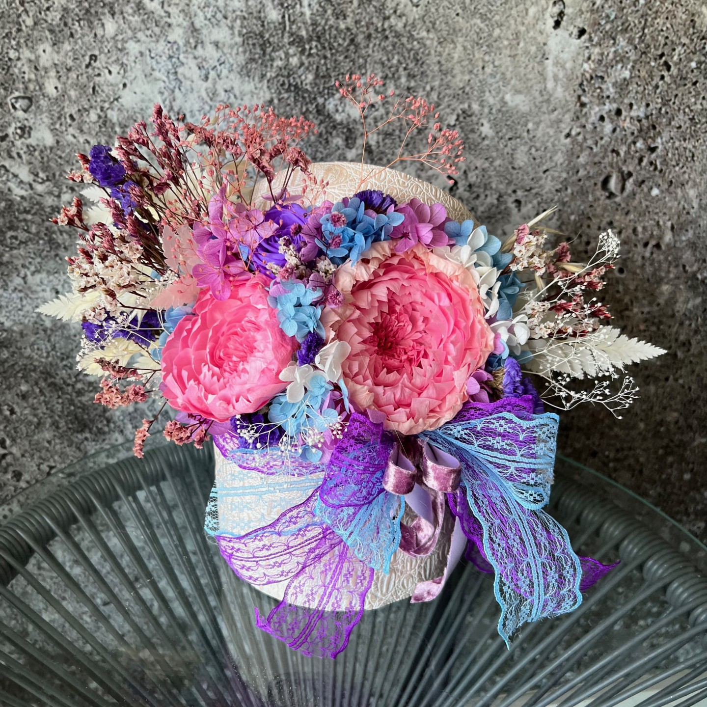 MIA Collection bright Preserved Peonies white box