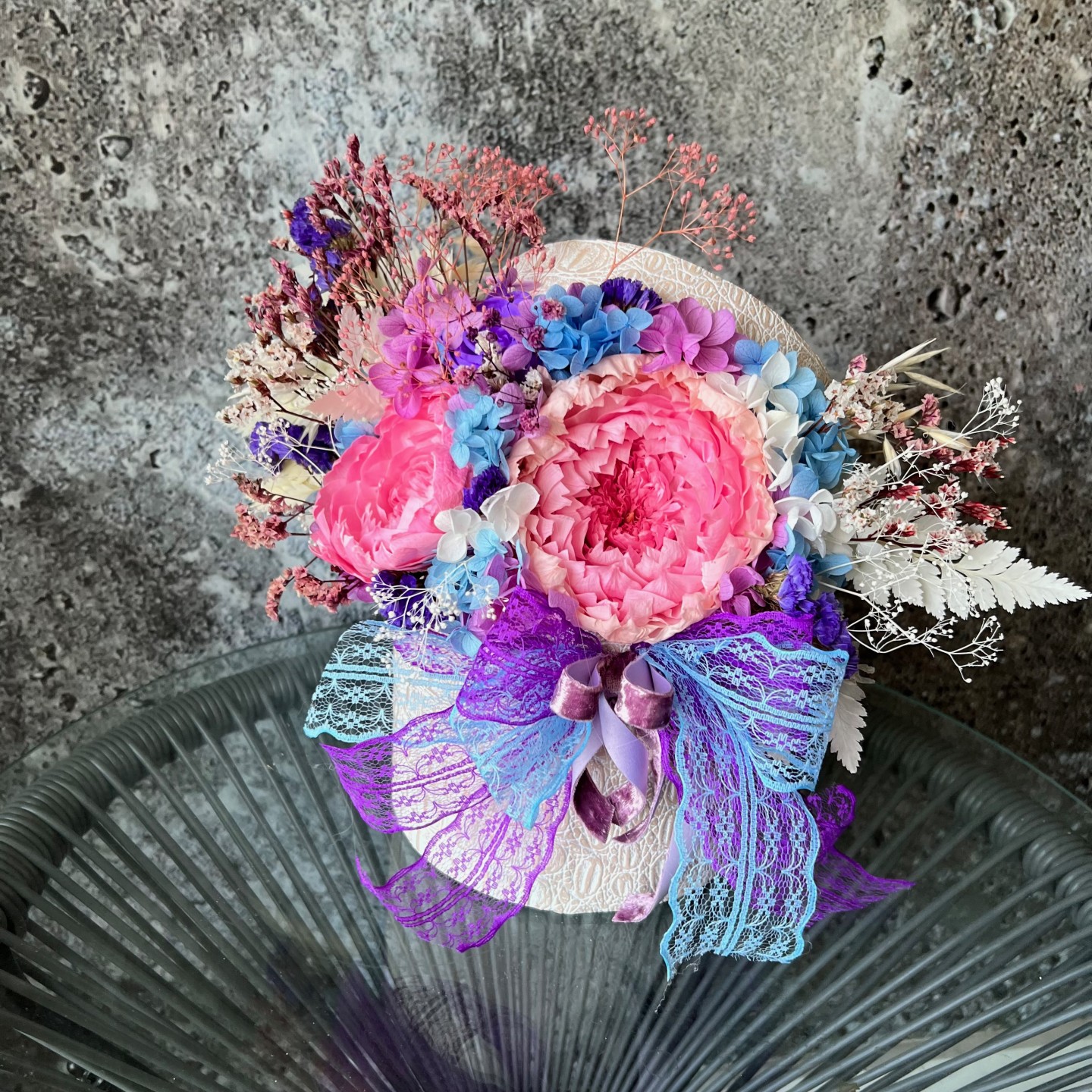 MIA Collection bright Preserved Peonies white box