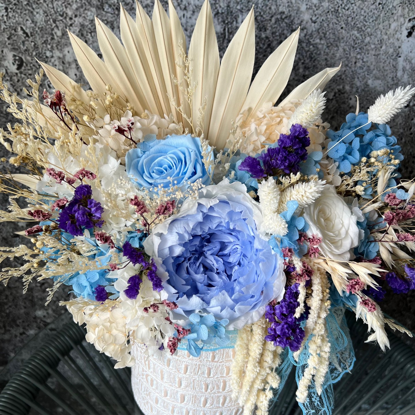 AVA Collection Blue Preserved Peony Box