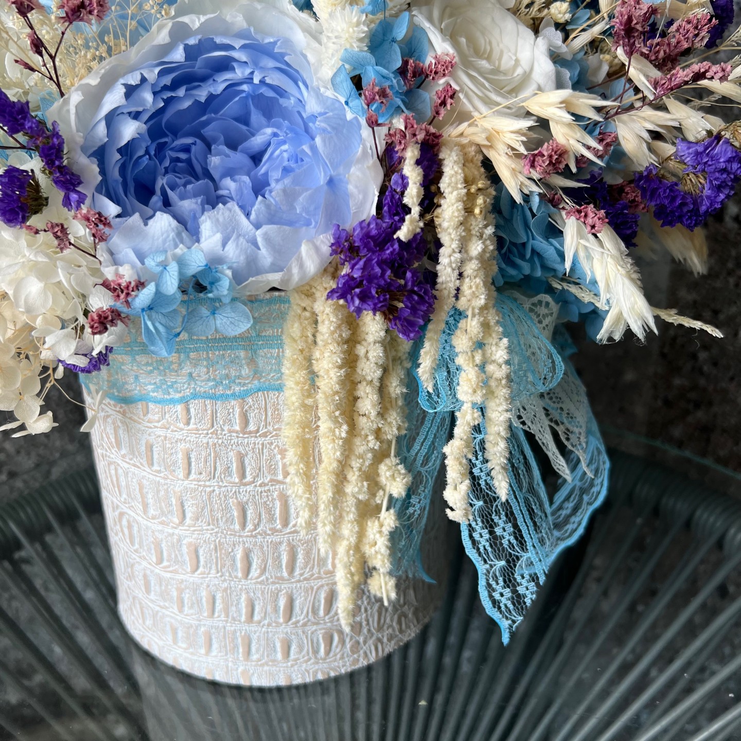 AVA Collection Blue Preserved Peony Box