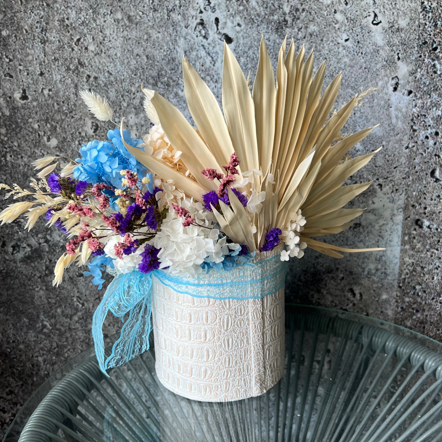 AVA Collection Blue Preserved Peony Box