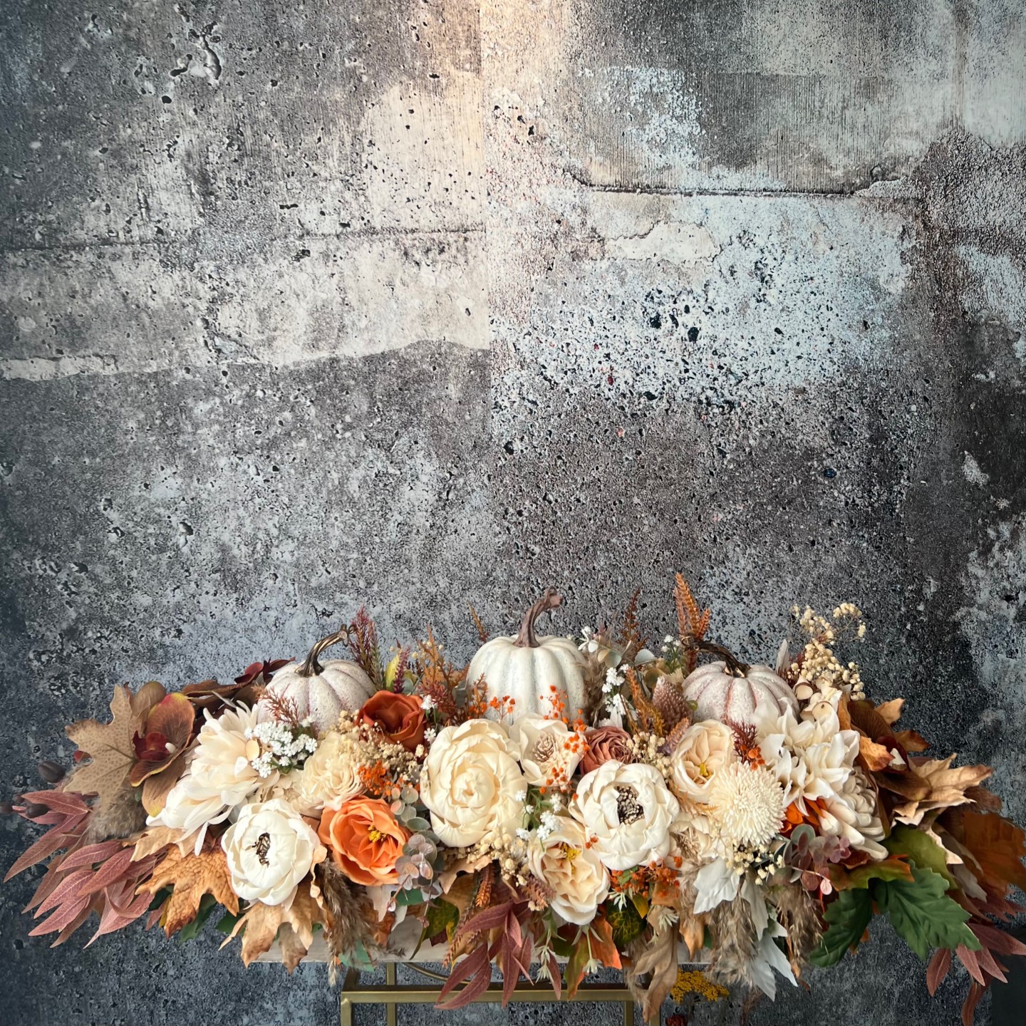 Large Thanksgiving arrangement with Sola wood flowers