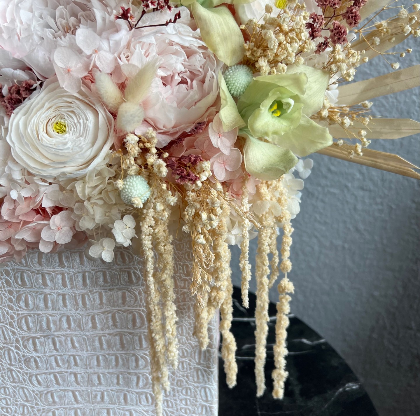 JENNIFER Collection Large Preserved Peonies Box with Orchids