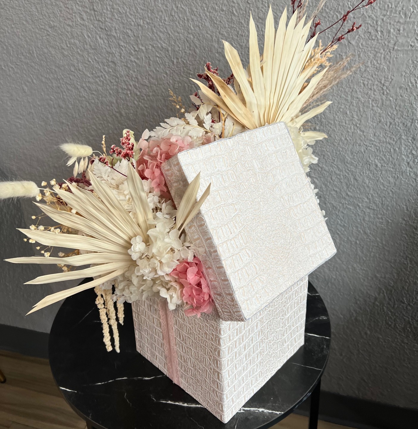 JENNIFER Collection Large Preserved Peonies Box with Orchids