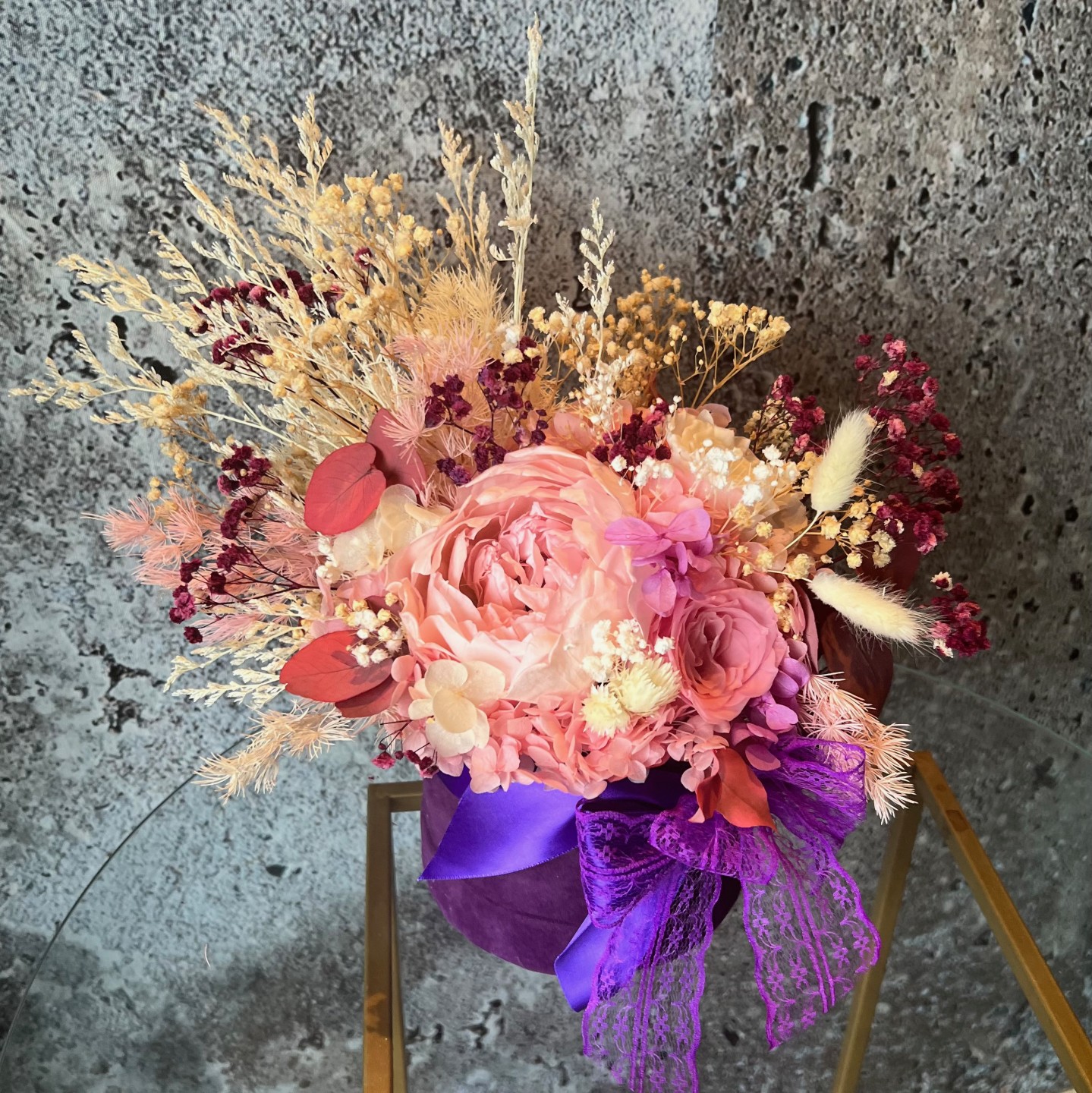 MIA collection Preserved Peony velvet box