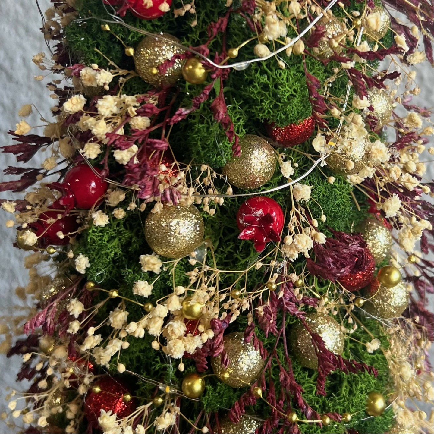 Christmas Tree with moss and red berries Christmas Tree with moss and red berries