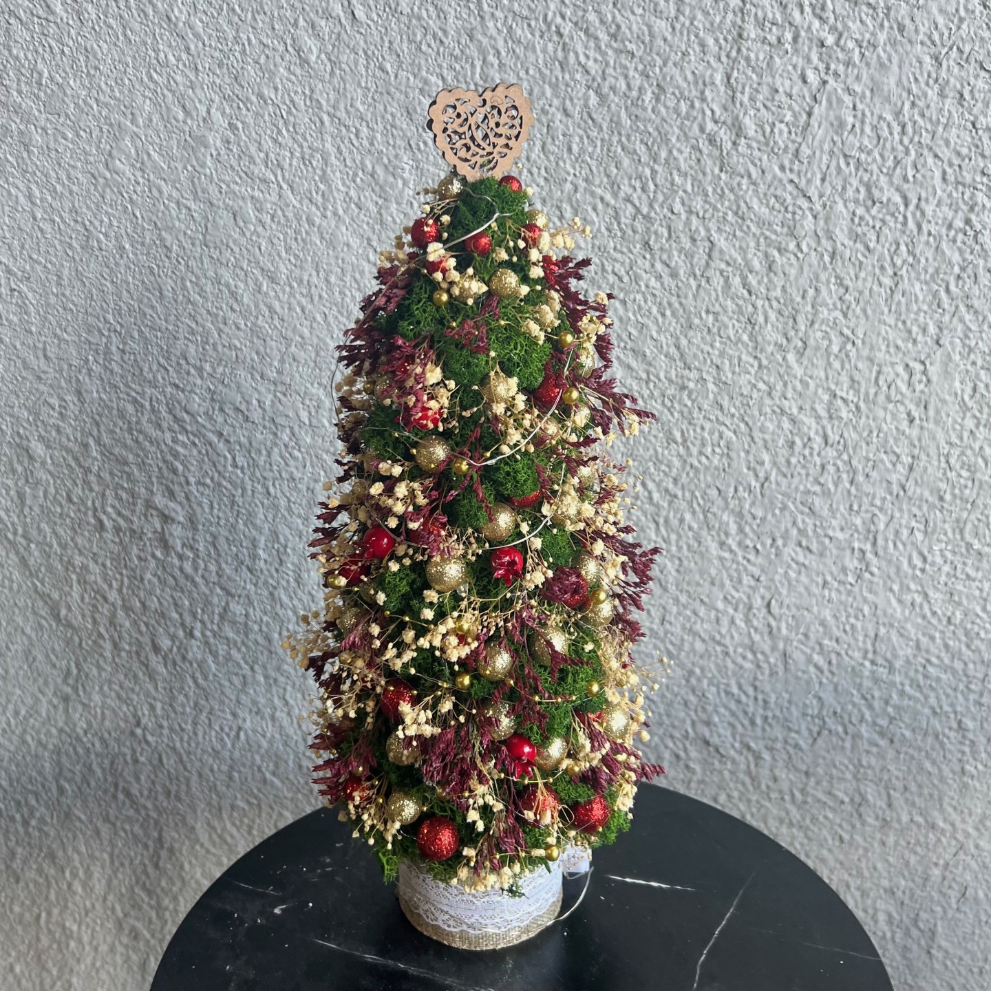 Christmas Tree with moss and red berries Christmas Tree with moss and red berries