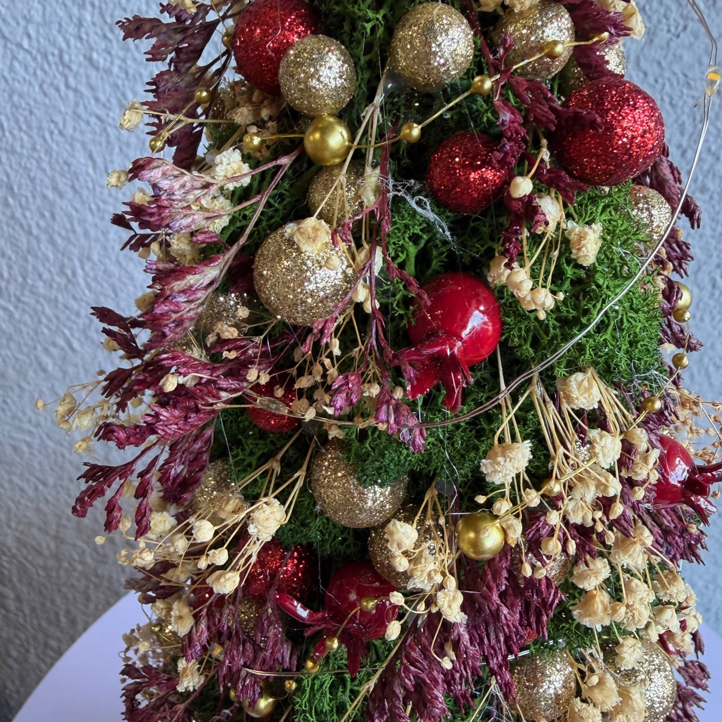 Christmas Tree with moss and red berries Christmas Tree with moss and red berries
