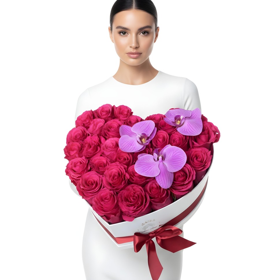 Hot Love River Flower Box (Roses, Phalaenopsis Orchids)